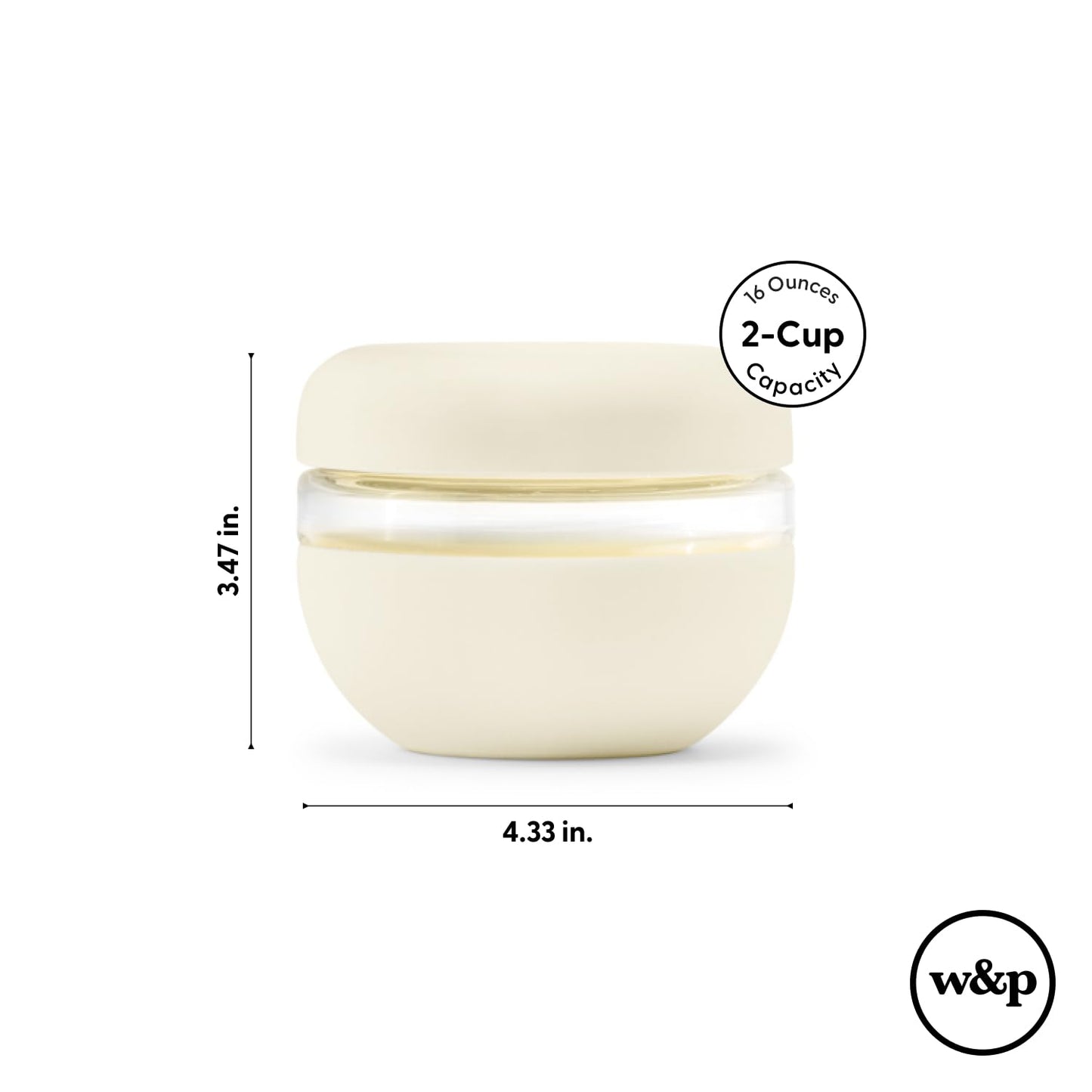 W&P Porter Seal Tight Lunch Bowl Container w/ Lid | Cream 16 Ounces | Leak & Spill Proof, Soup & Stew Food Storage, Meal Prep, Airtight, Microwave and Dishwasher Safe, BPA-Free Glass