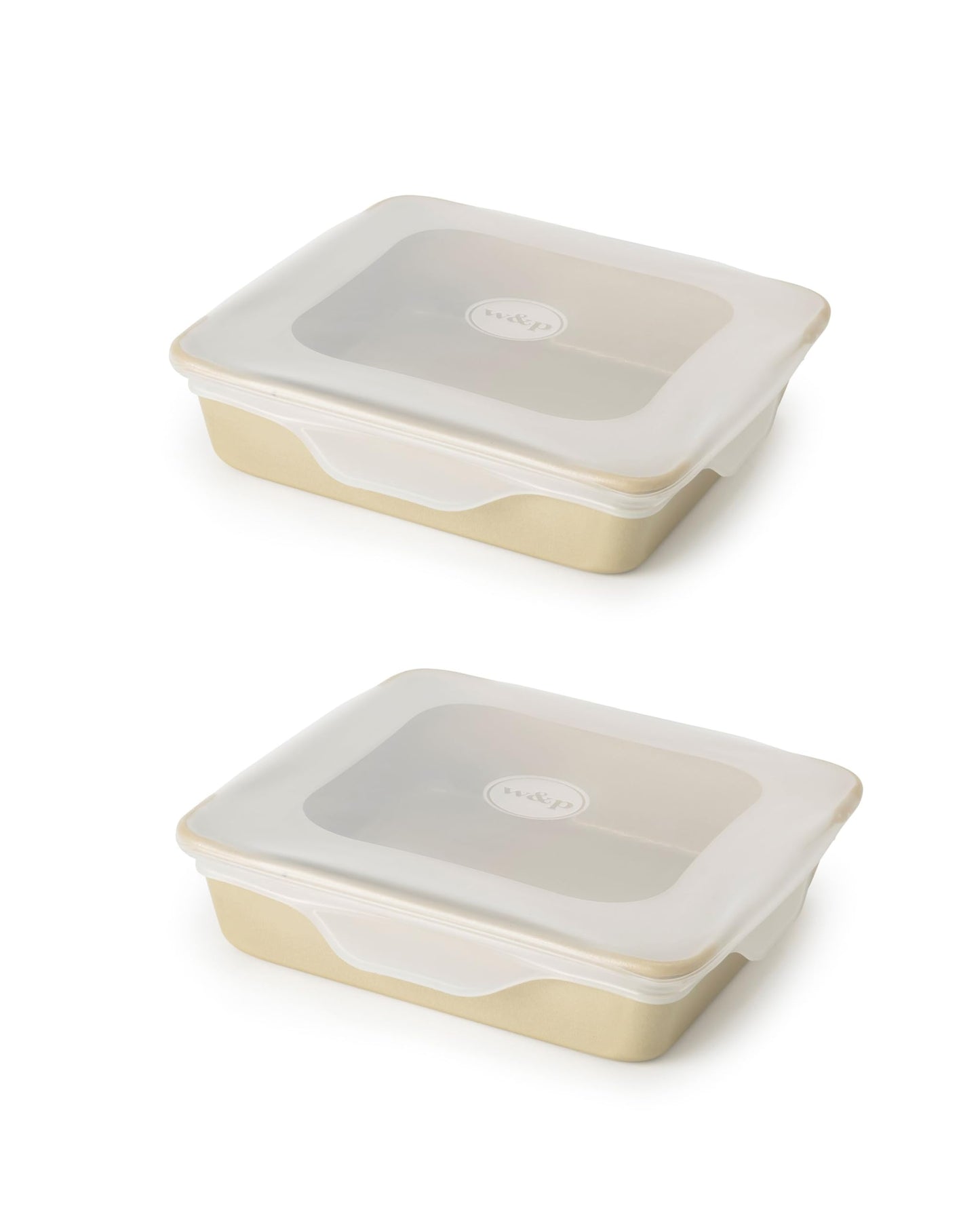W&P Reusable Silicone Stretch Lid, Brownie (8 x 8) Set of 2, Dishwasher Safe, Freezer Safe, LFGB/Premium Silicone, Microwave Safe, Clear