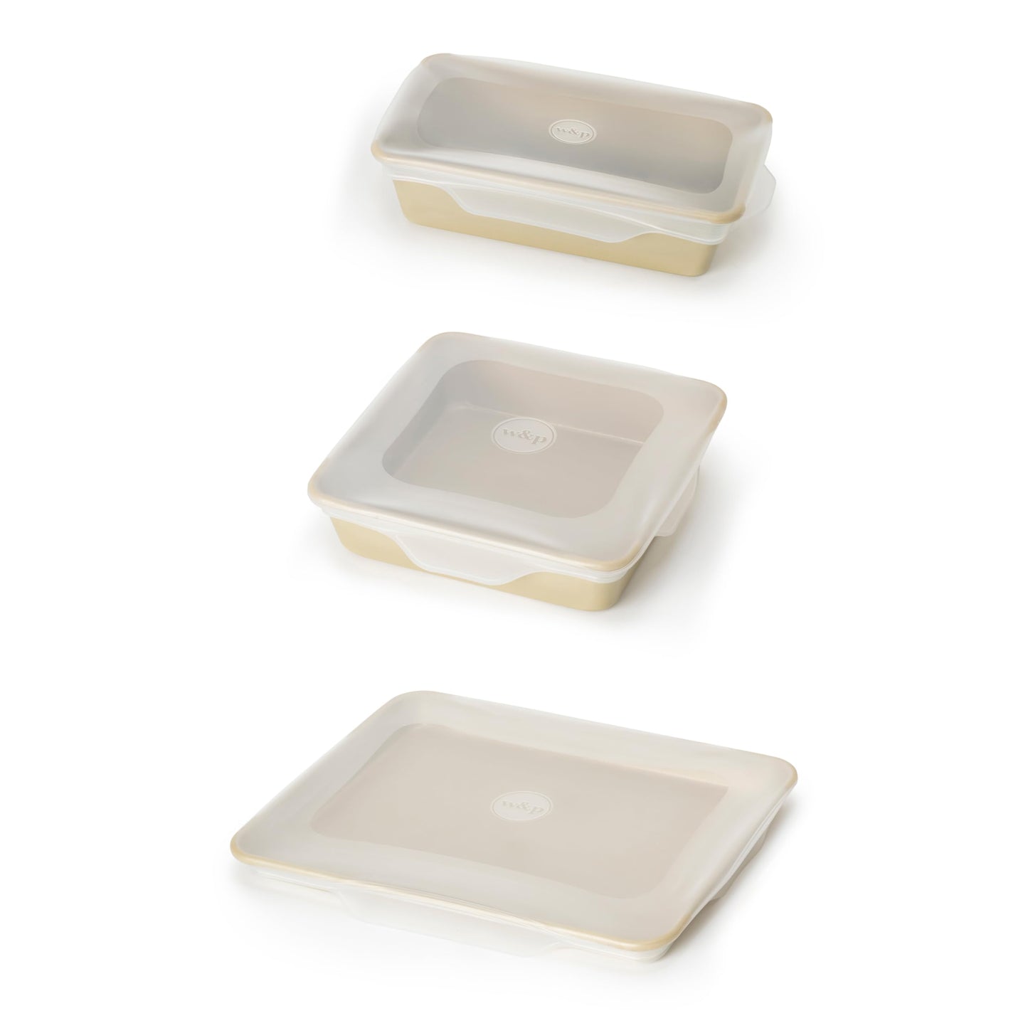 W&P Reusable Silicone Stretch Lid, Set of 3 – Casserole (9x13), Brownie (8x8), Loaf (5 x 9), Dishwasher Safe, Freezer Safe, LFGB/Premium Materials, Microwave Safe, Clear