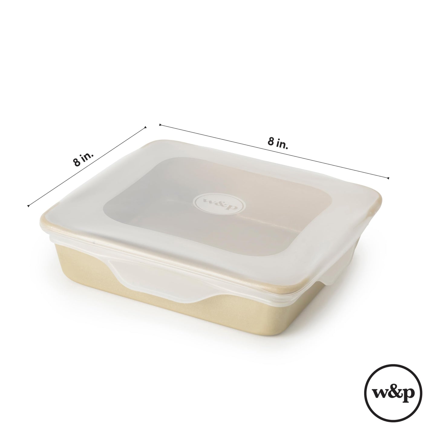 W&P Reusable Silicone Stretch Lid, Brownie (8 x 8) Set of 2, Dishwasher Safe, Freezer Safe, LFGB/Premium Silicone, Microwave Safe, Clear