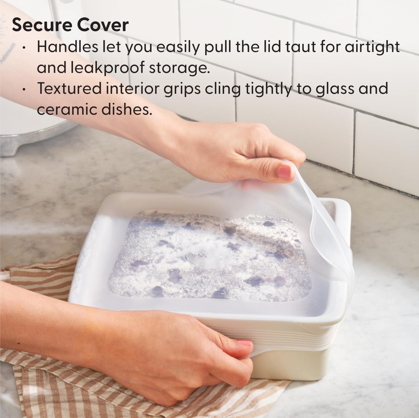 W&P Reusable Silicone Stretch Lid, Set of 3 – Casserole (9x13), Brownie (8x8), Loaf (5 x 9), Dishwasher Safe, Freezer Safe, LFGB/Premium Materials, Microwave Safe, Clear
